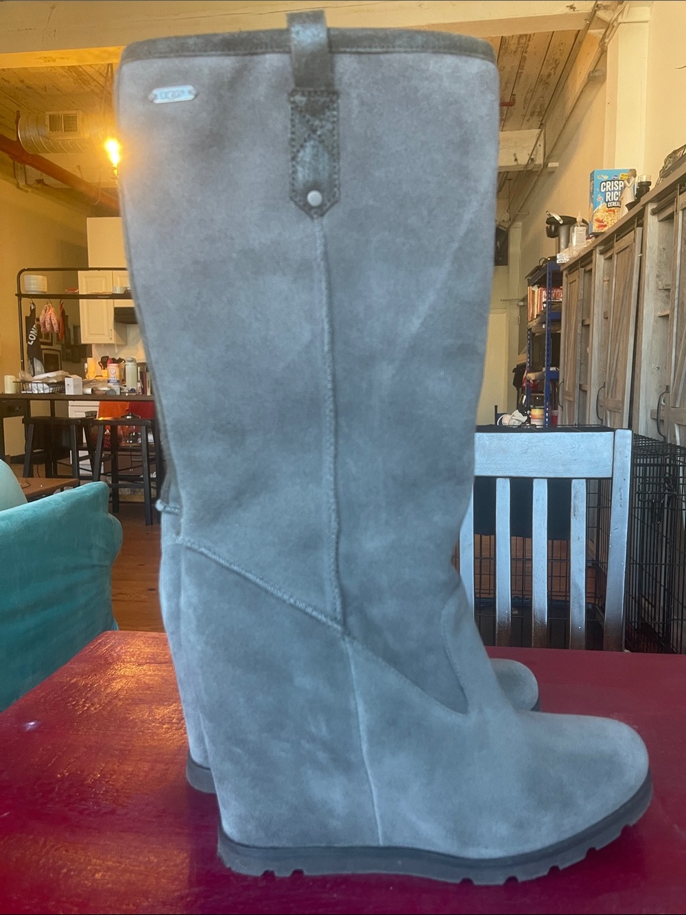 UGG Grey Suede Wedge Boots